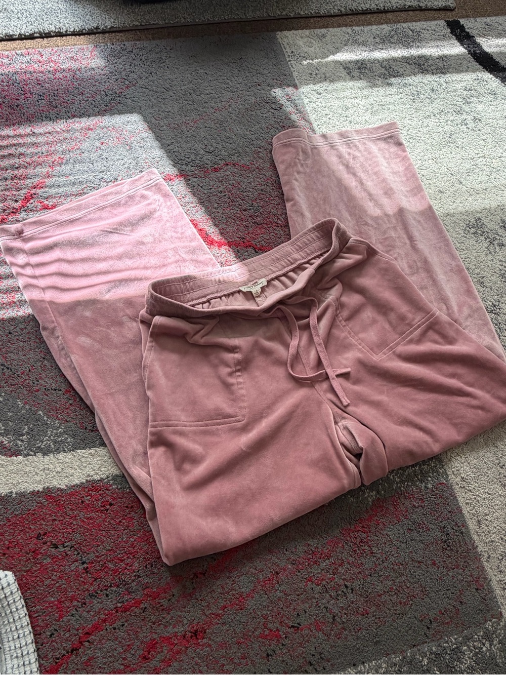 Jane and Delancey Dusty Pink Velour Drawstring Track Pants